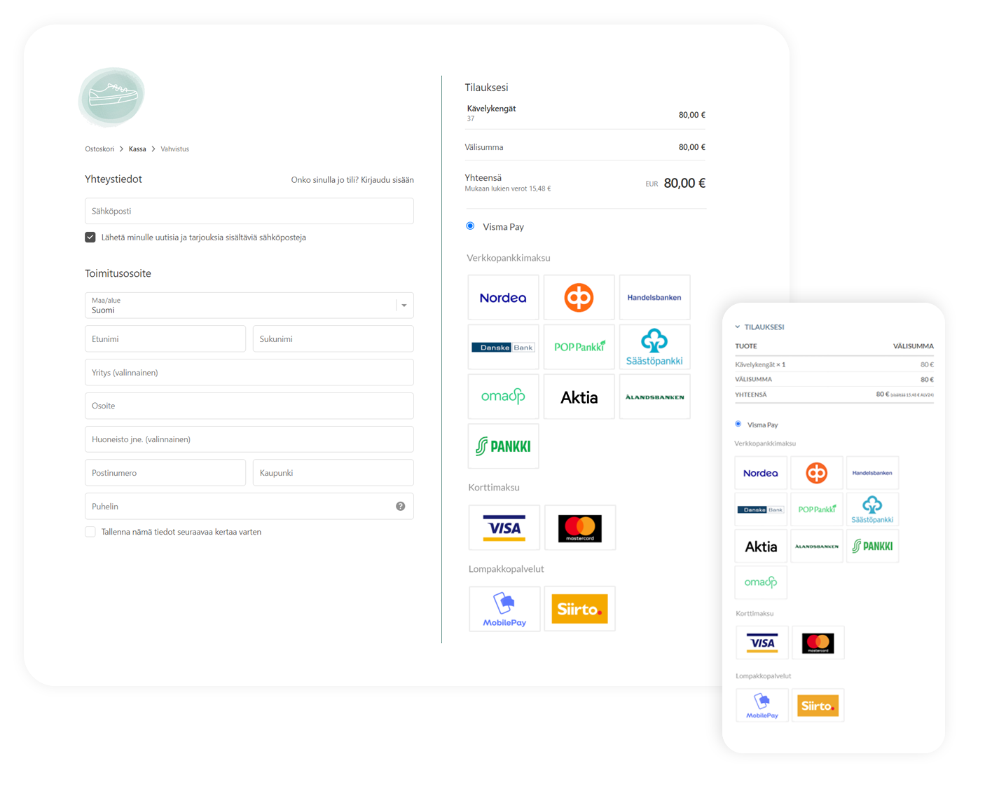 Visma Payn kassa selaimessa ja mobiilissa